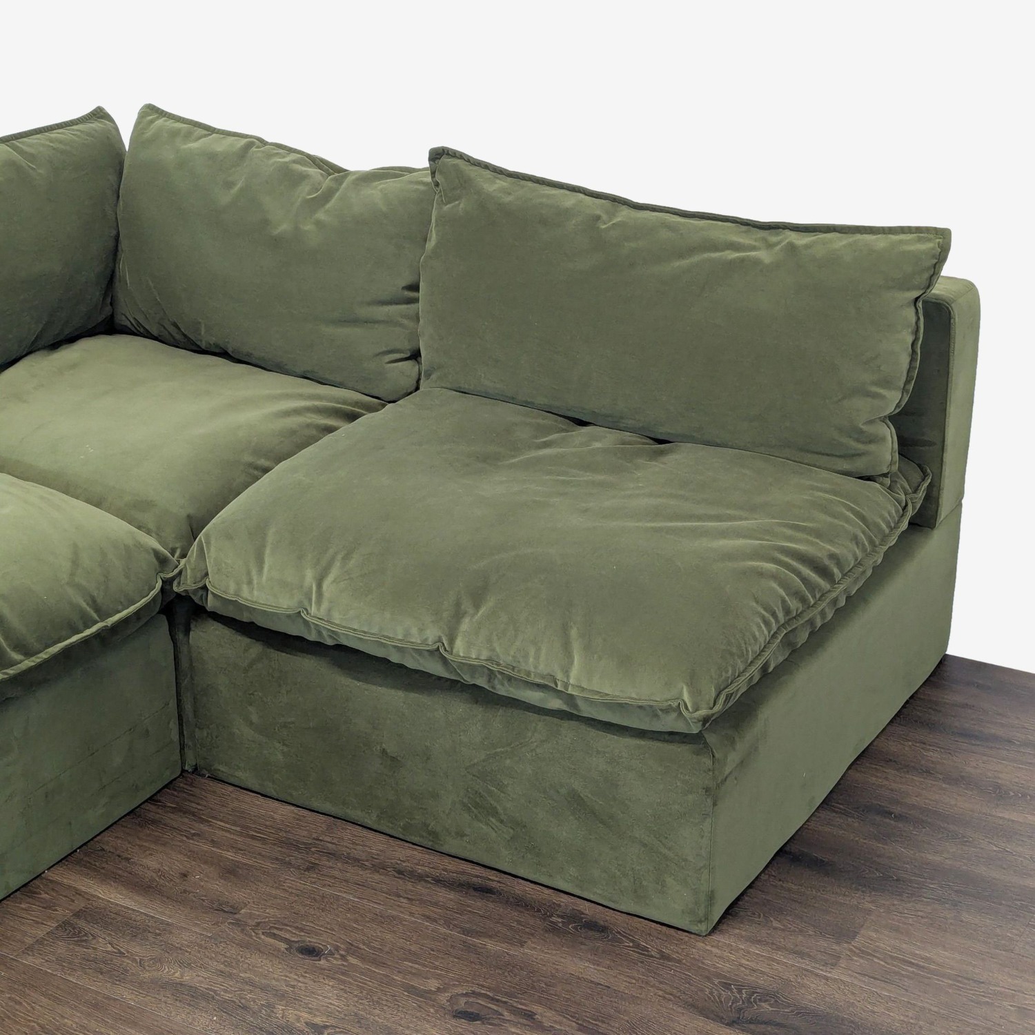 Albany Park Olive Green Velvet Sectional Sofa  - image-3