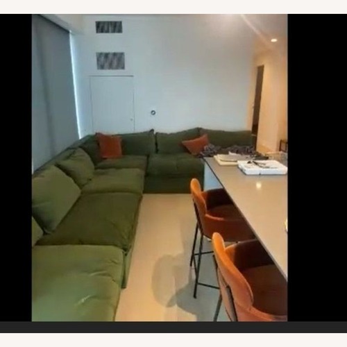 Used Albany Park Olive Green Velvet Sectional Sofa for sale on AptDeco