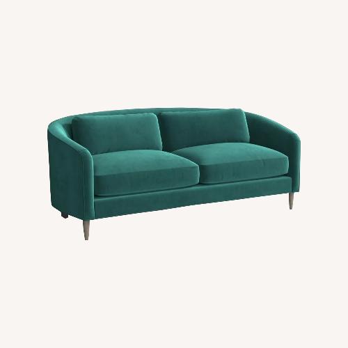 Used Anthropologie Green Wool Blend 2 Piece Sectional for sale on AptDeco