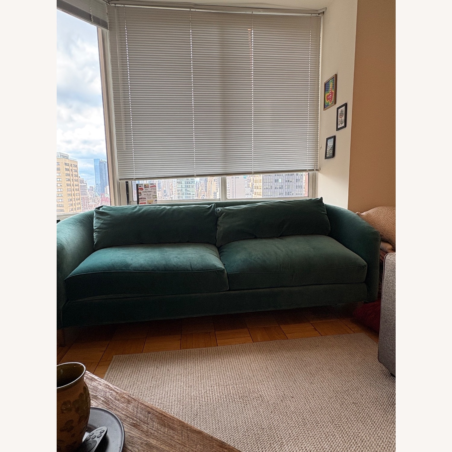 Anthropologie Green Wool Blend 2 Piece Sectional - image-1