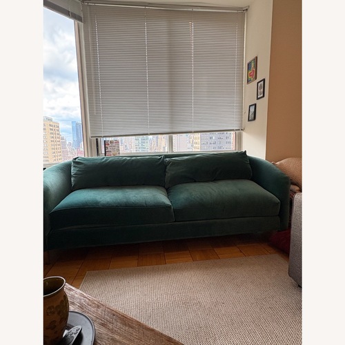 Used Anthropologie Green Wool Blend 2 Piece Sectional for sale on AptDeco