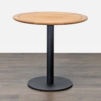Ventana Round Wood Top Table with Black Metal Base