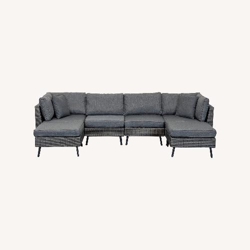 Used Lausaint Home Modern Gray Wicker 6-Piece Sectional for sale on AptDeco