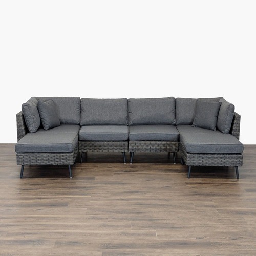 Used Lausaint Home Modern Gray Wicker 6-Piece Sectional for sale on AptDeco