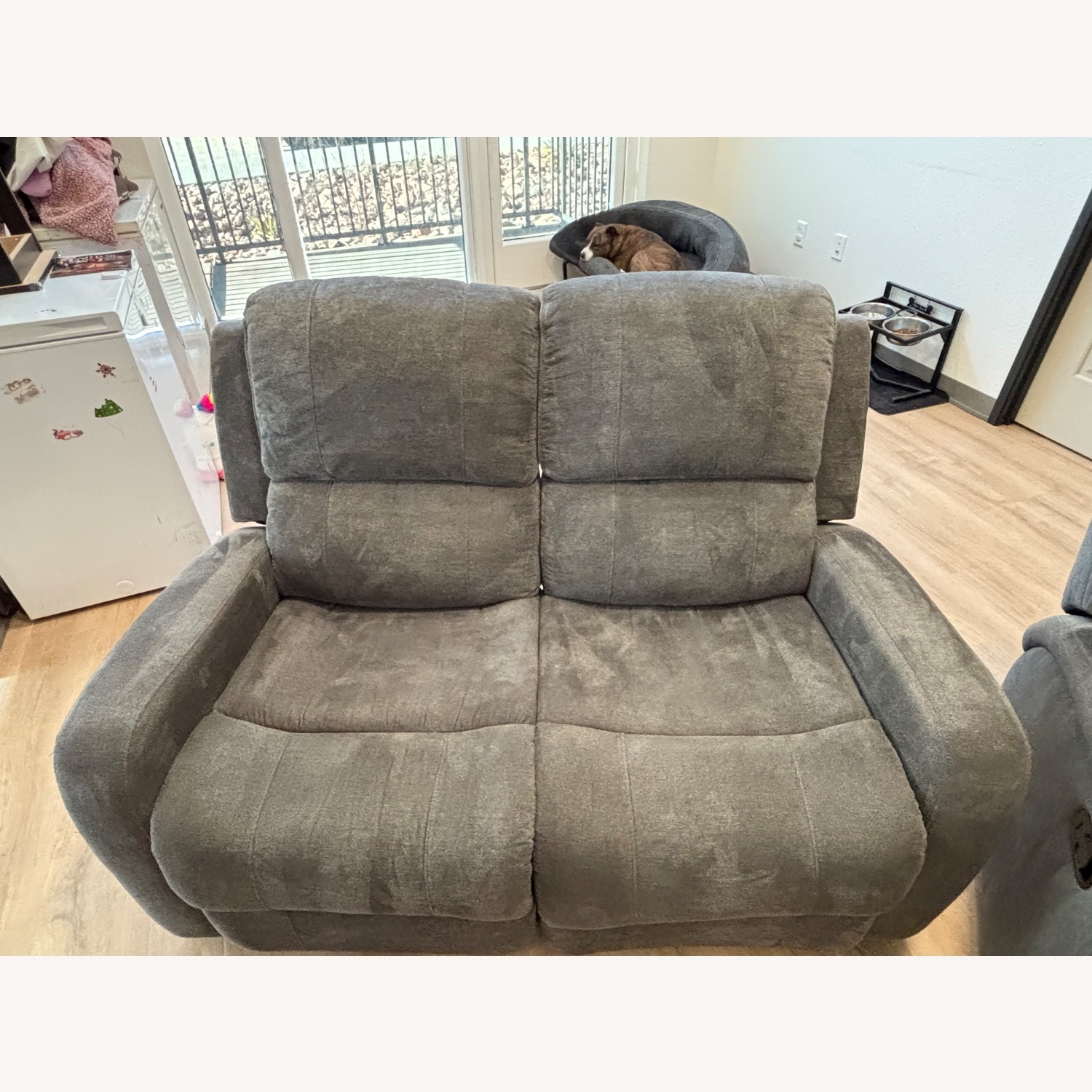 Living Spaces Light Gray Fabric Loveseat - image-1