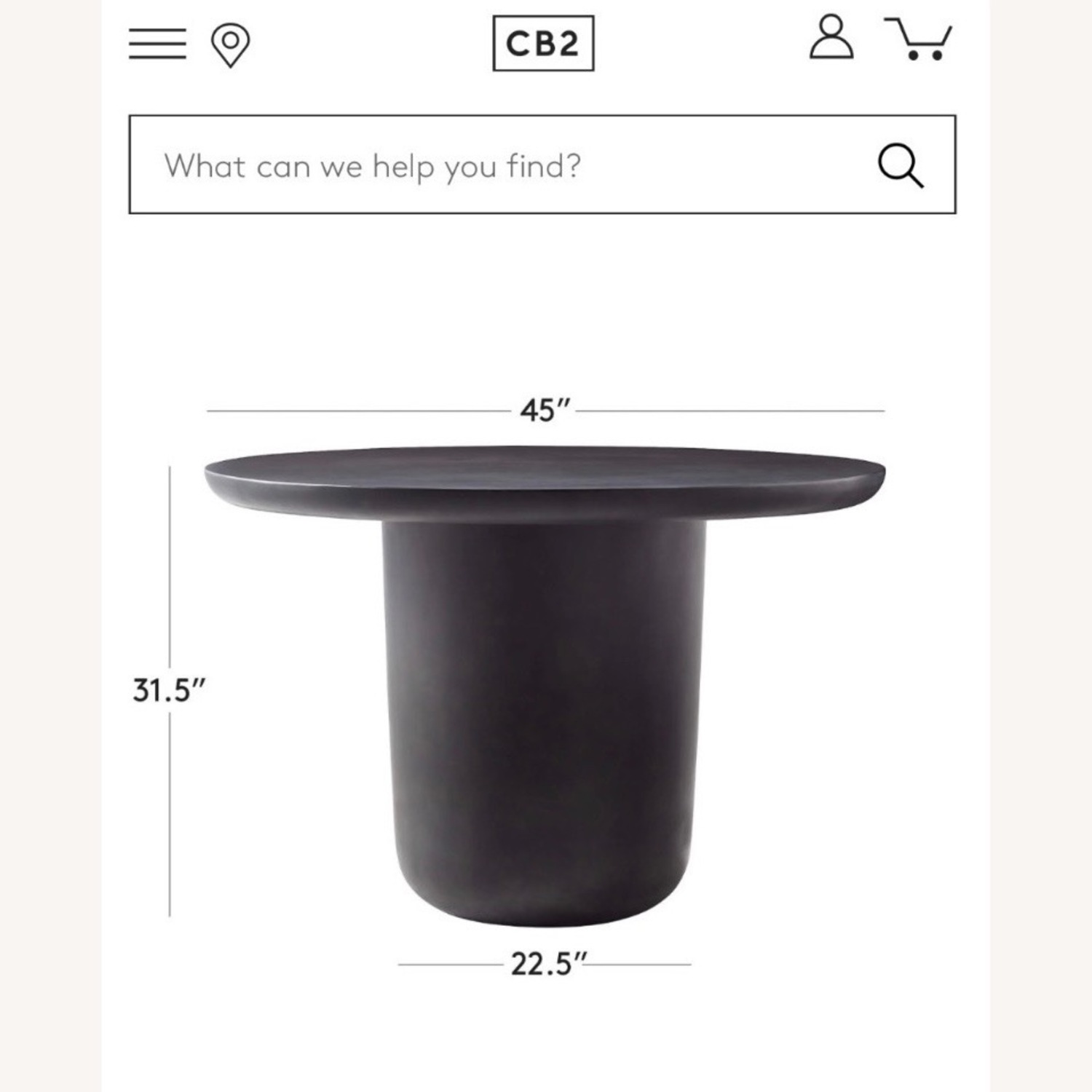 CB2 Lola Black Concrete Dining Table - image-4