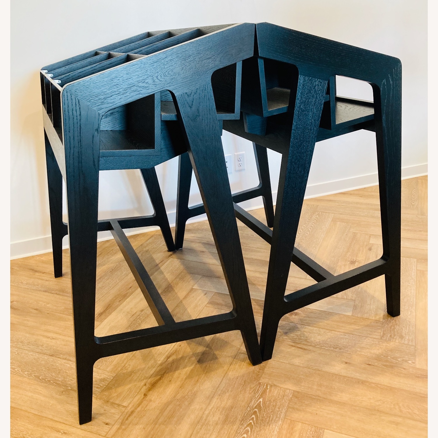 Mid-Century Modern Blackened Oak Record Dislpays - image-2