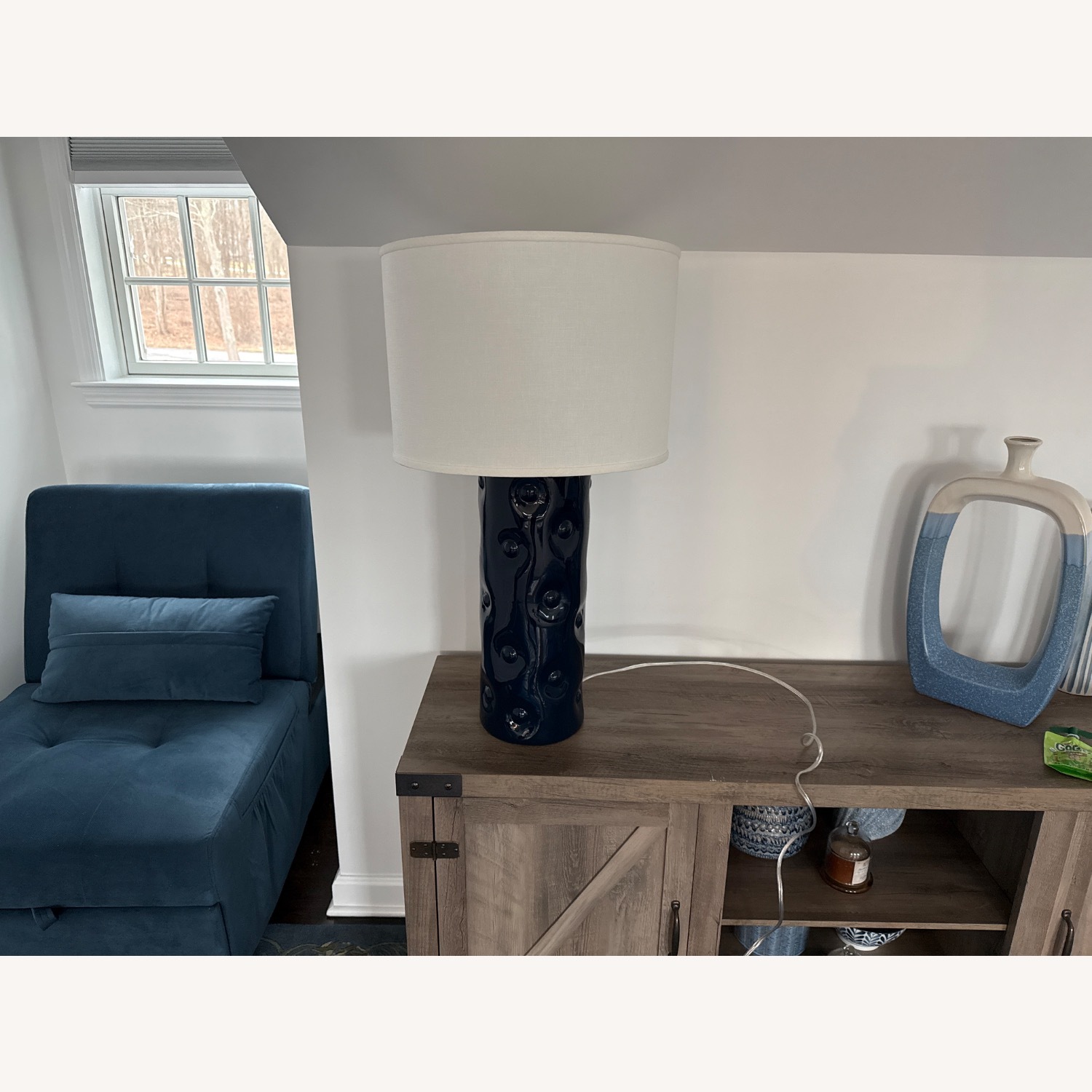 Ballard Designs Blue Ceramic Table Lamp - image-1