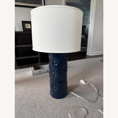 Used Ballard Designs Blue Ceramic Table Lamp for sale on AptDeco