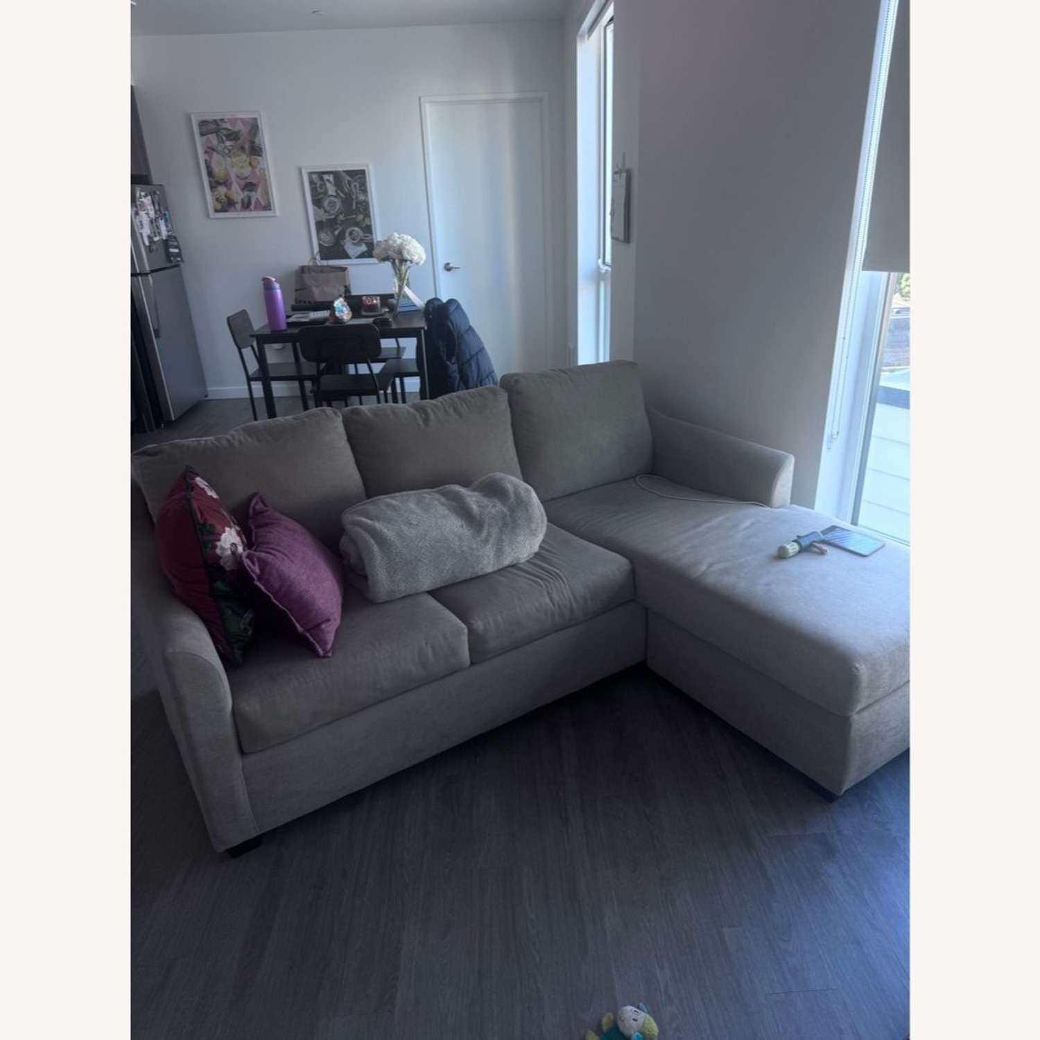 Living Spaces Porthos 3-Seat Beige Sectional Sofa  - image-1