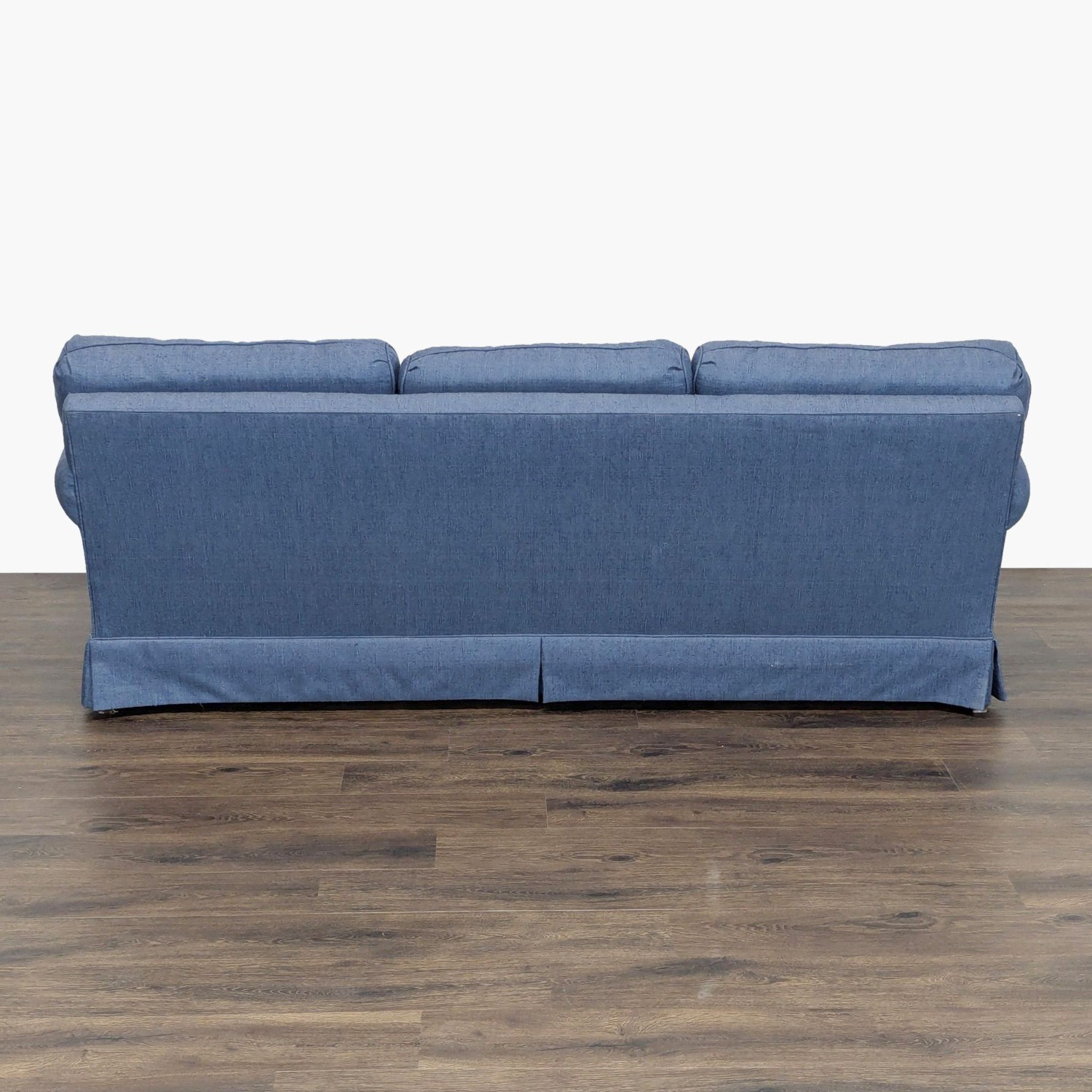 Sherrill 3-Seat Blue Sofa with Rolled Arms - image-4