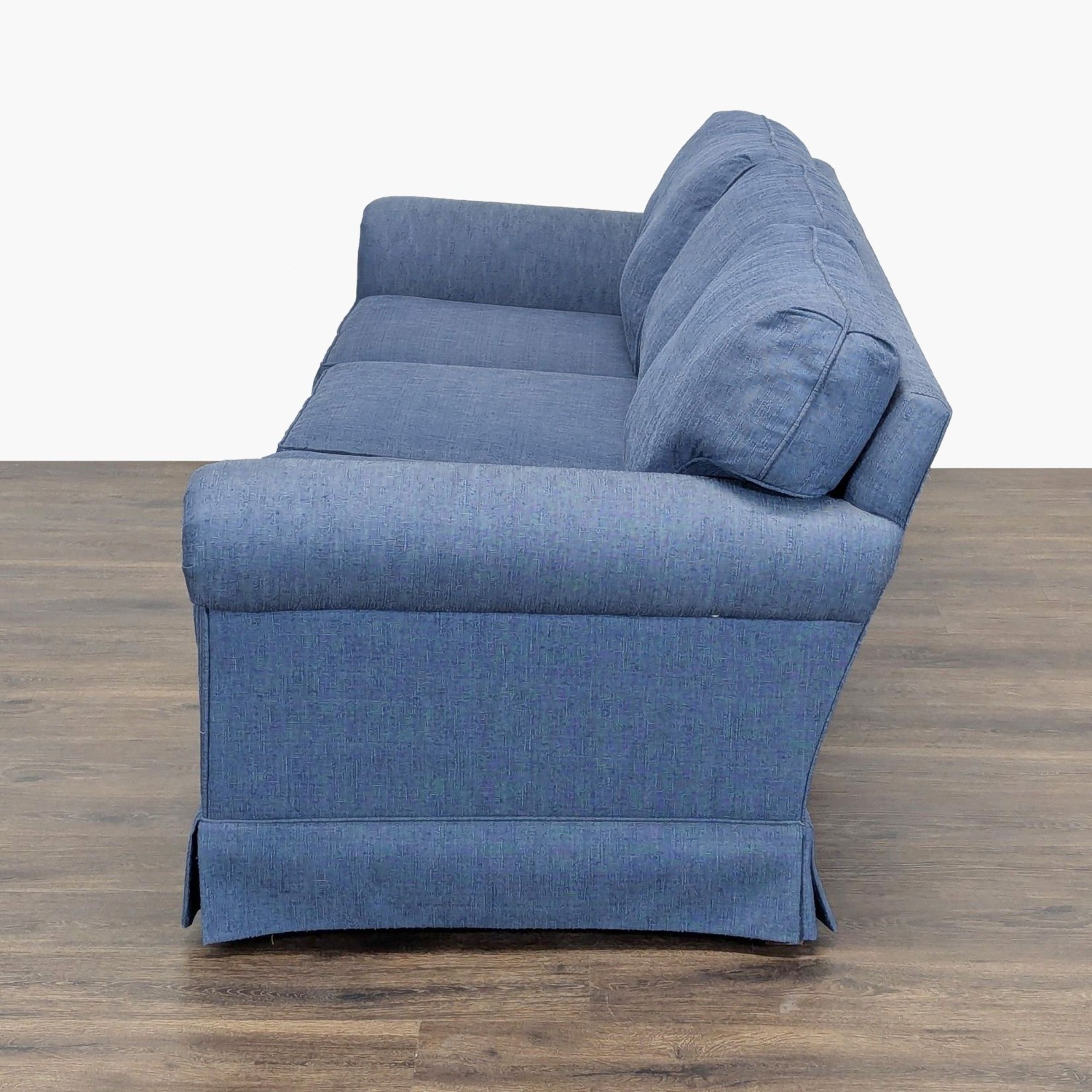 Sherrill 3-Seat Blue Sofa with Rolled Arms - image-8