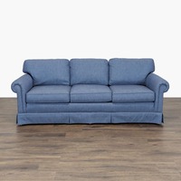 Sherrill 3-Seat Blue Sofa with Rolled Arms
