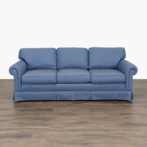 Used Sherrill 3-Seat Blue Sofa with Rolled Arms for sale on AptDeco