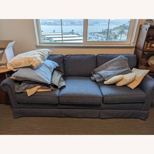 Used Sherrill 3-Seat Blue Sofa with Rolled Arms for sale on AptDeco