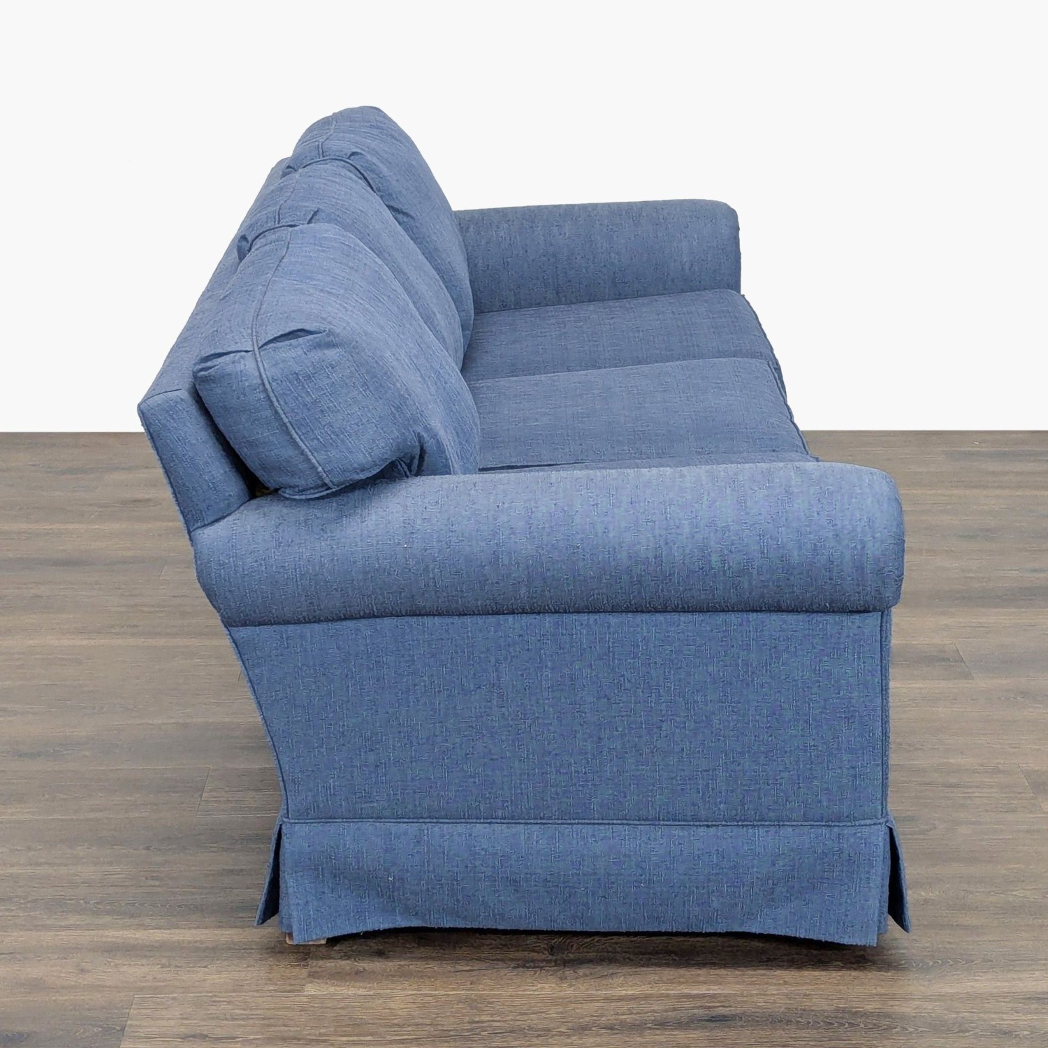 Sherrill 3-Seat Blue Sofa with Rolled Arms - image-3