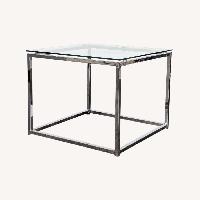 Glass Top End Table on Metal Frame	