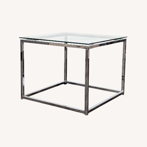 Used Glass Top End Table on Metal Frame	 for sale on AptDeco