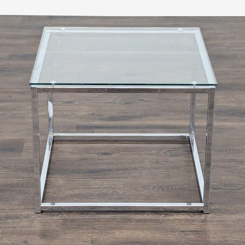 Used Glass Top End Table on Metal Frame for sale on AptDeco