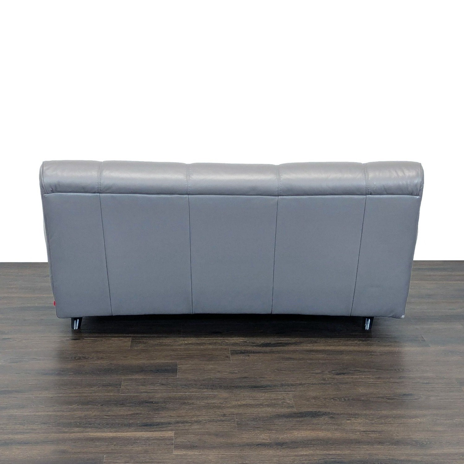 EQ3 Crsuh Modern Gray Leather Armless Double  - image-2