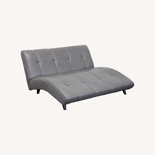 Used EQ3 Crsuh Modern Gray Leather Armless Double  for sale on AptDeco