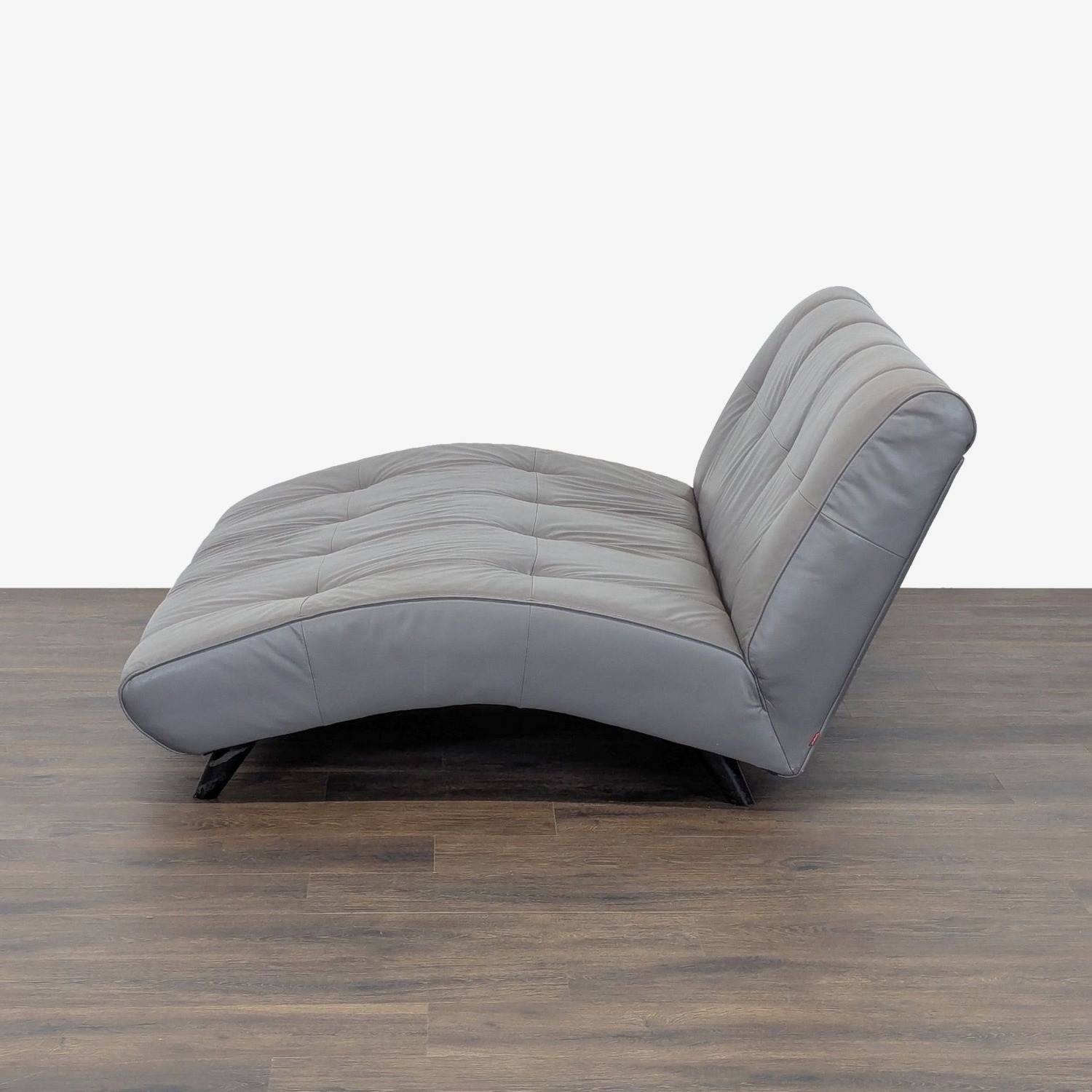 EQ3 Crsuh Modern Gray Leather Armless Double  - image-3