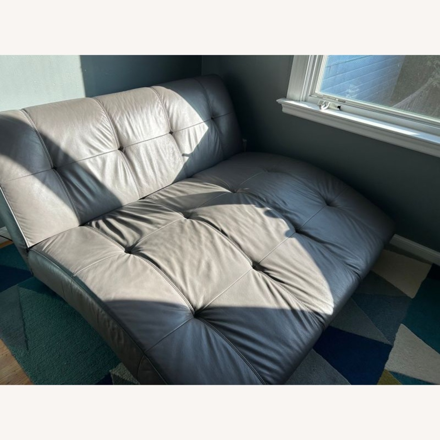 EQ3 Crsuh Modern Gray Leather Armless Double  - image-8