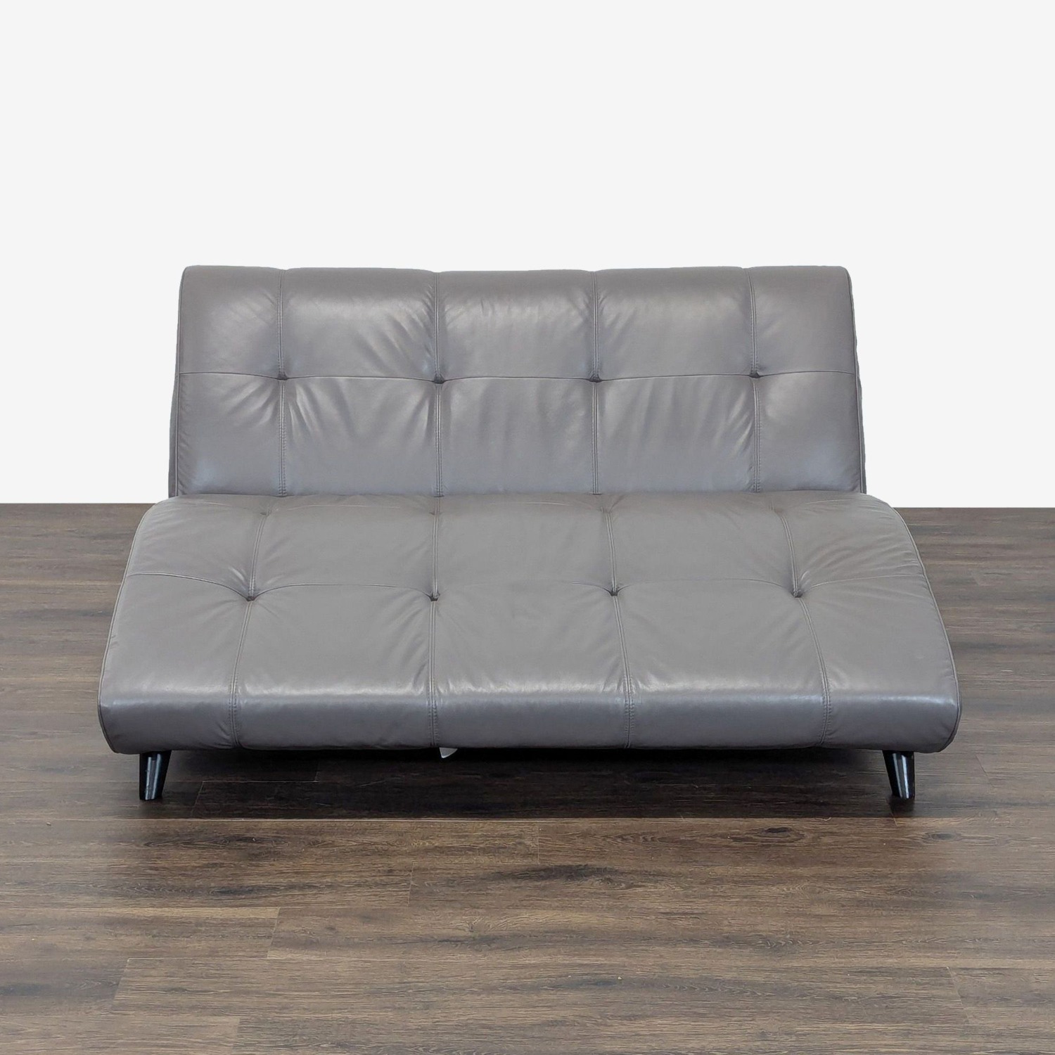 EQ3 Crsuh Modern Gray Leather Armless Double  - image-9