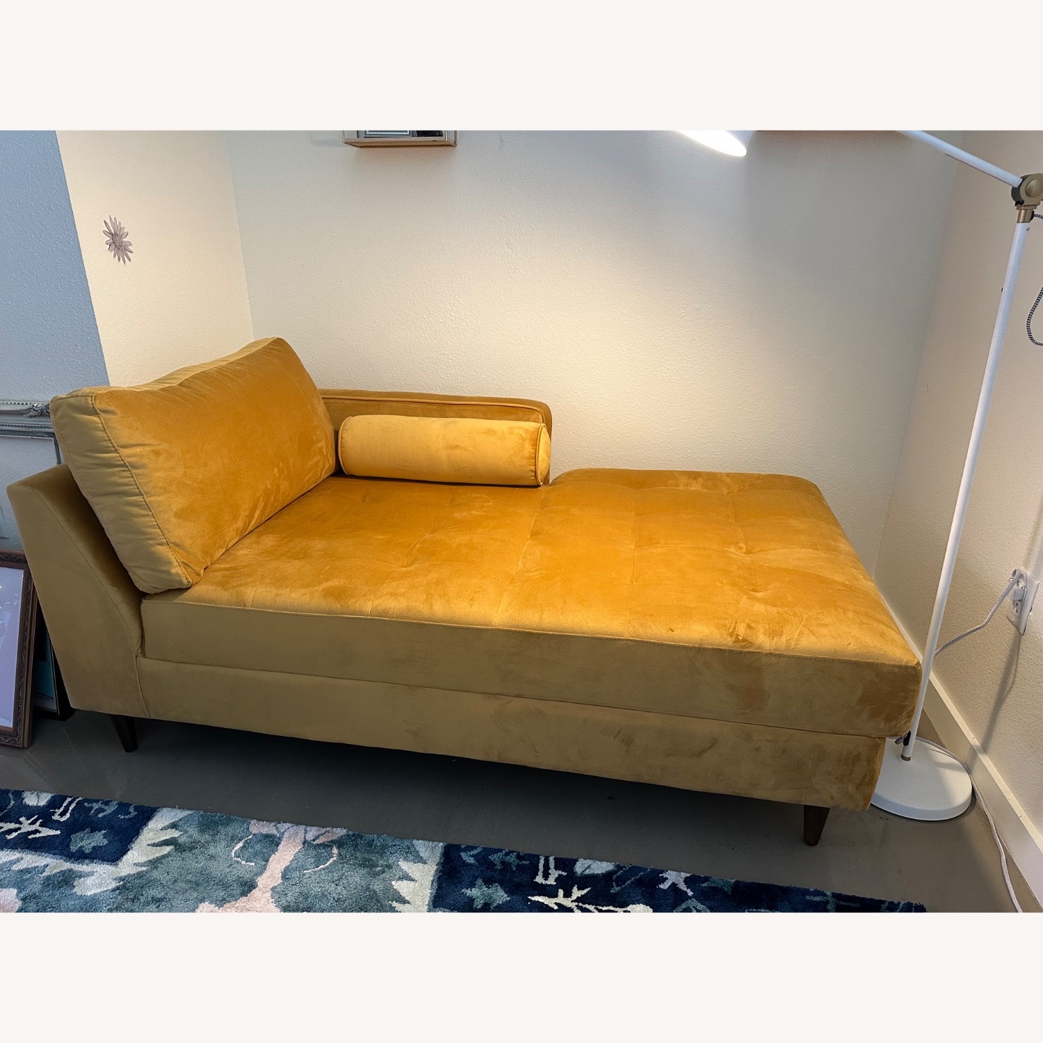 Gold Velvet Chaise Lounge - image-6