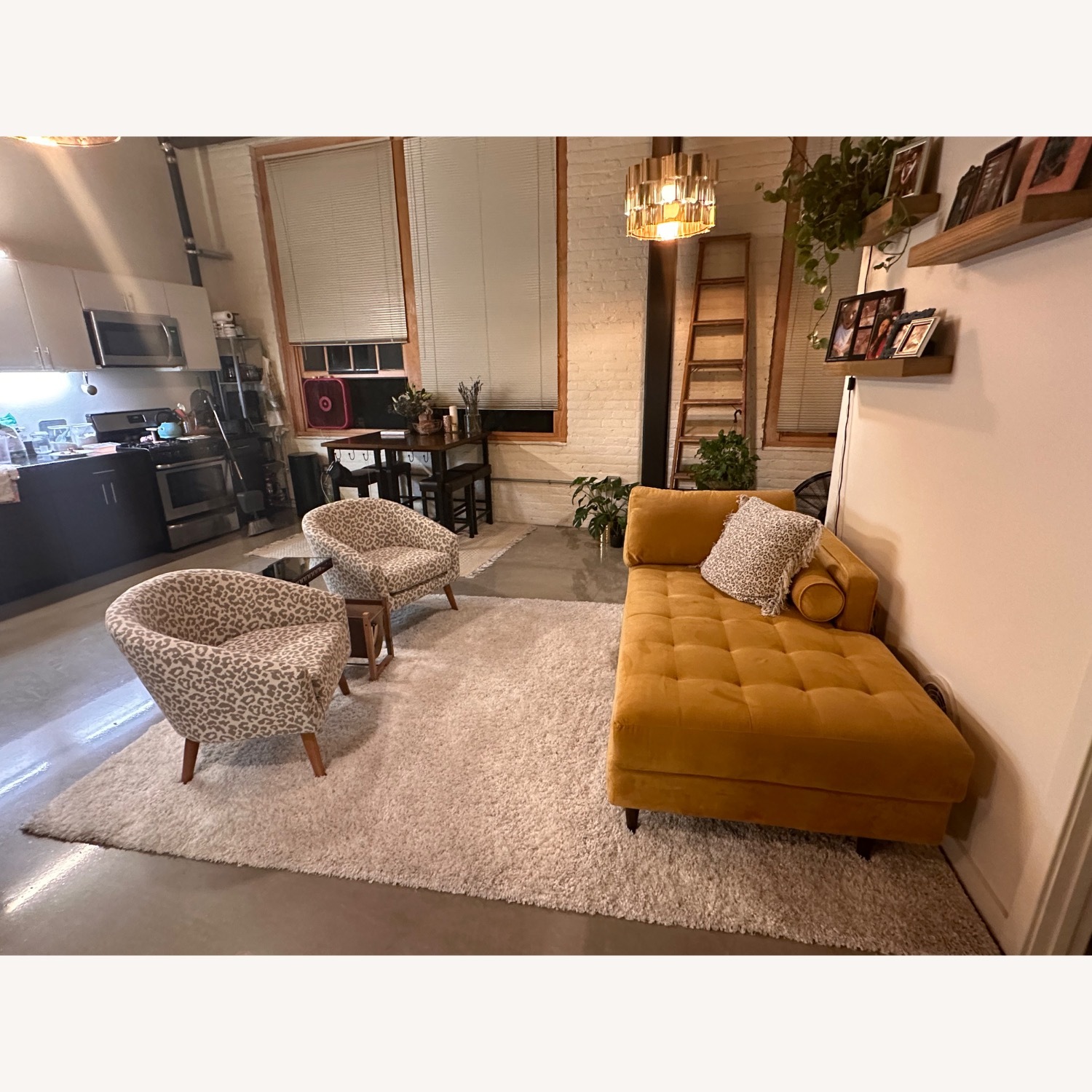 Gold Velvet Chaise Lounge - image-3