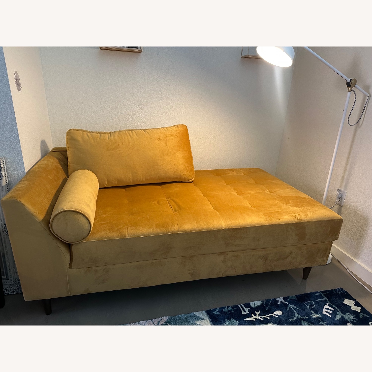 Gold Velvet Chaise Lounge - image-4