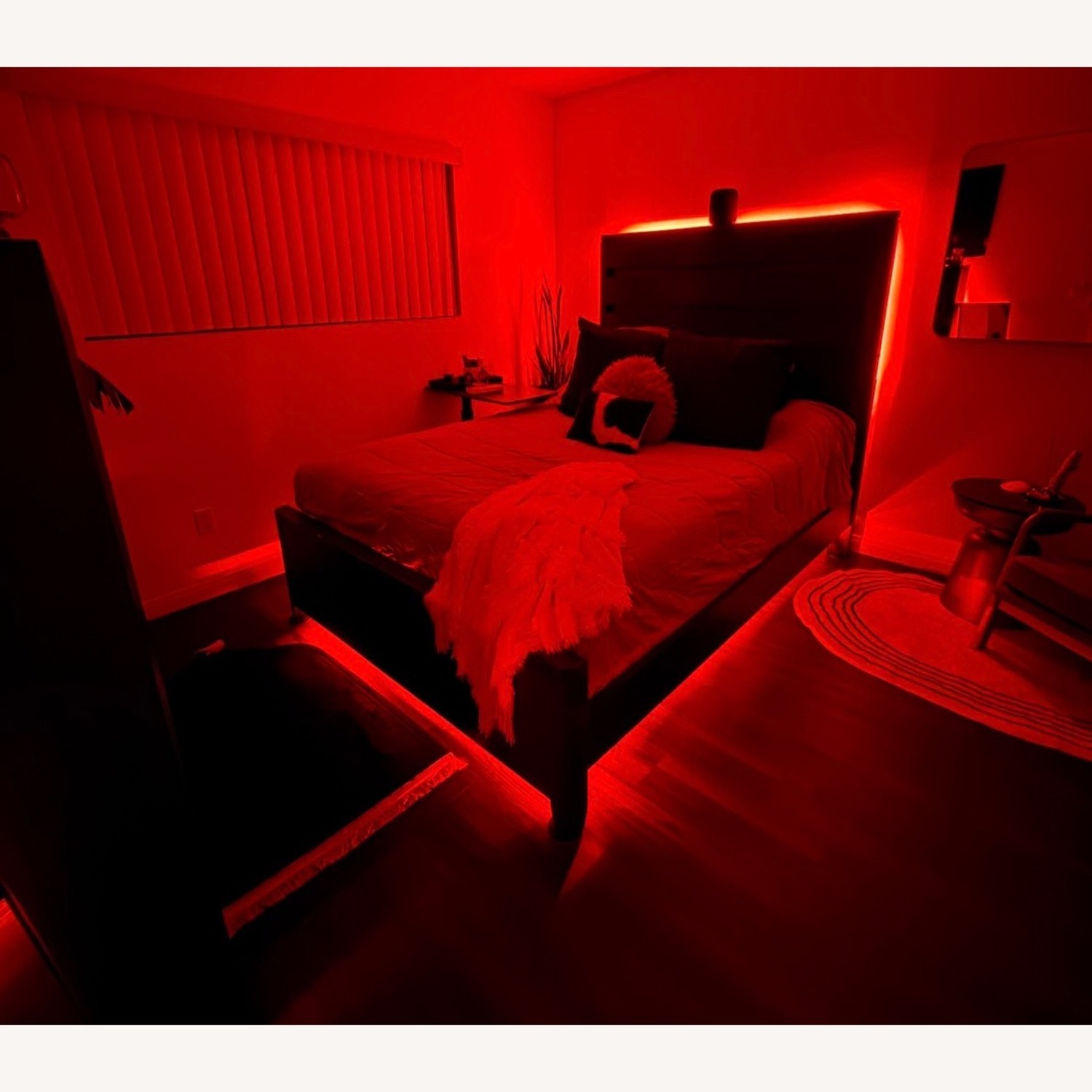 West Elm Durable Hardwood Bed with Light Strips - image-2