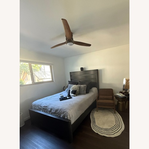 Used West Elm Durable Hardwood Bed with Light Strips for sale on AptDeco