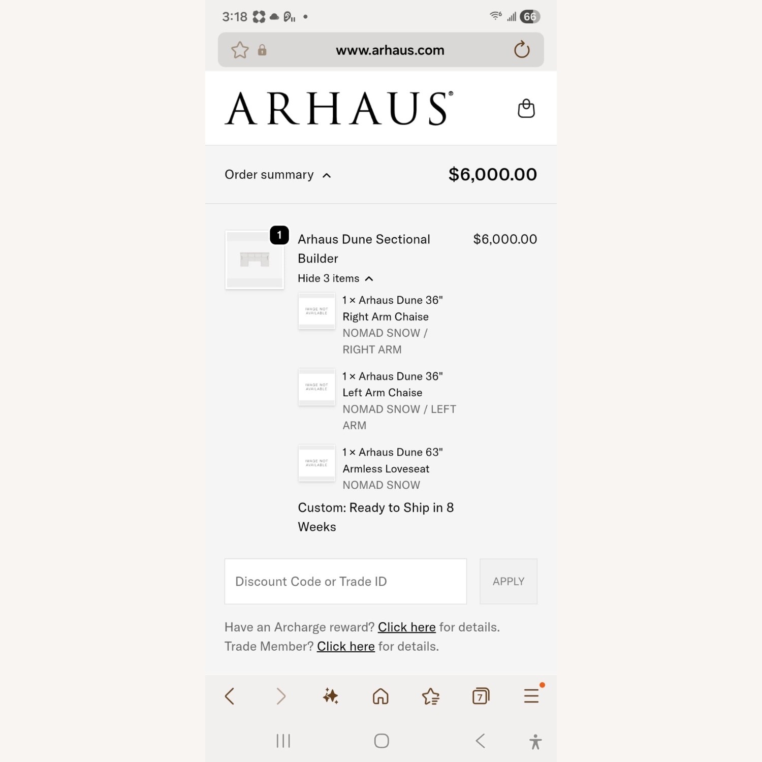 Arhaus Dune White Fabric 3+ Piece Sectional - image-6