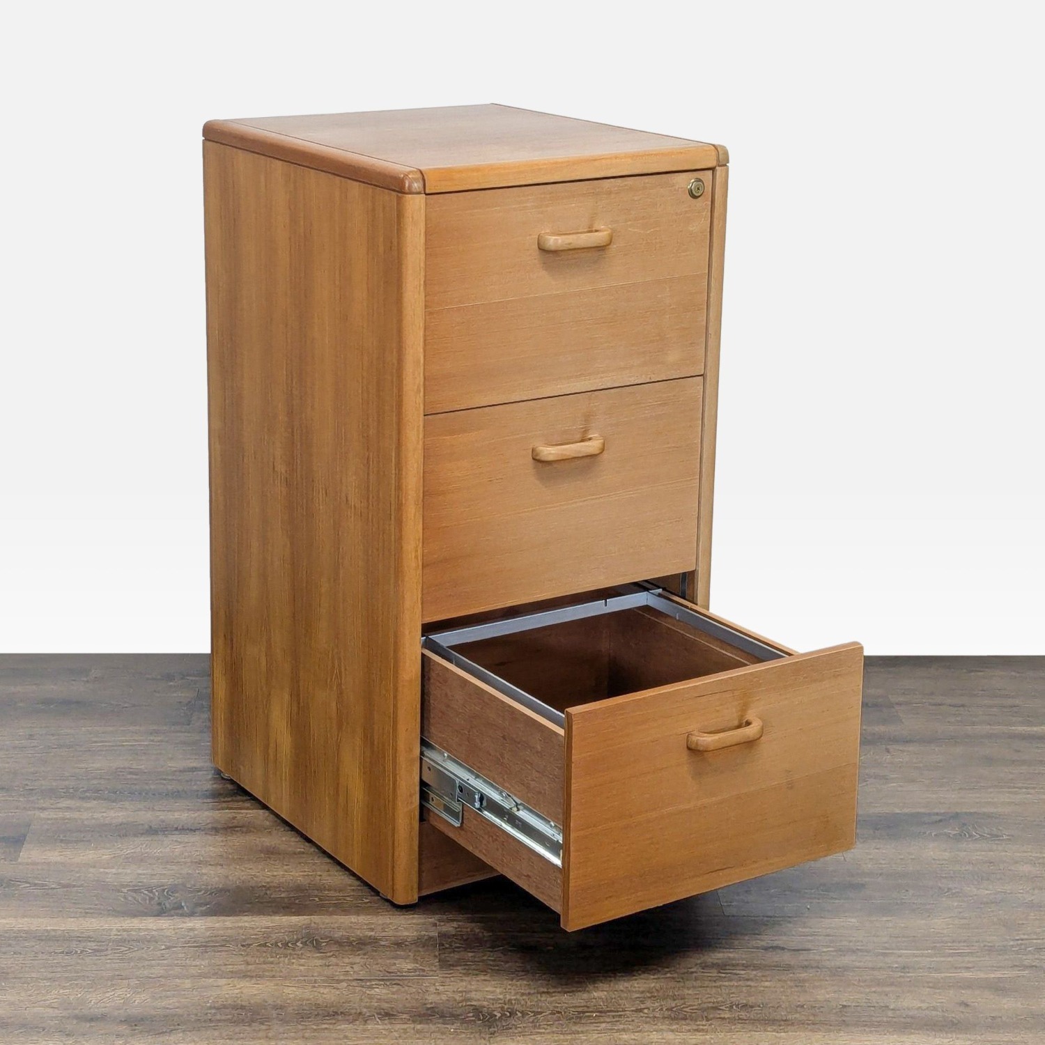 Solid Wood 3-Drawer Filing Cabinet with Lock - image-5