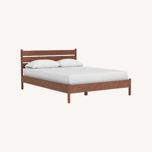 Used EQ3 Monarch Walnut Wood Queen Bed for sale on AptDeco