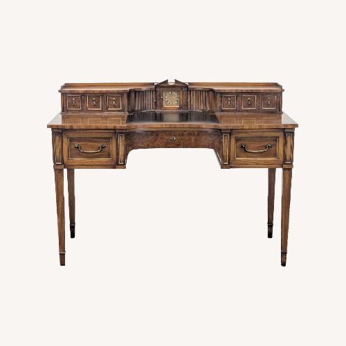 Used Vintage Wooden Desk with Drawers andBuilt-in Clock for sale on AptDeco