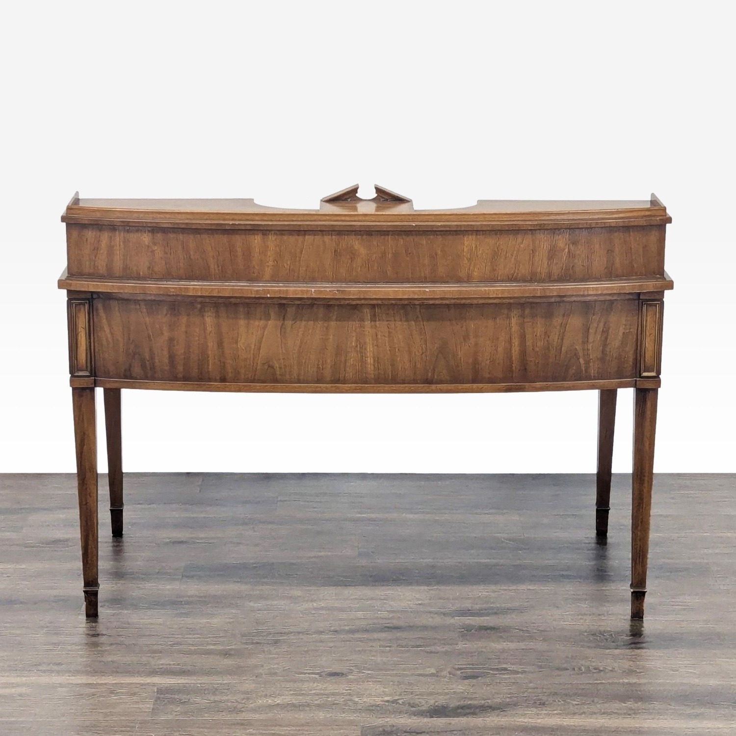 Vintage Wooden Desk with Drawers andBuilt-in Clock - image-5