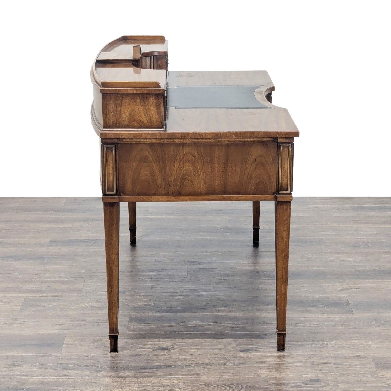 Vintage Wooden Desk with Drawers andBuilt-in Clock - image-4