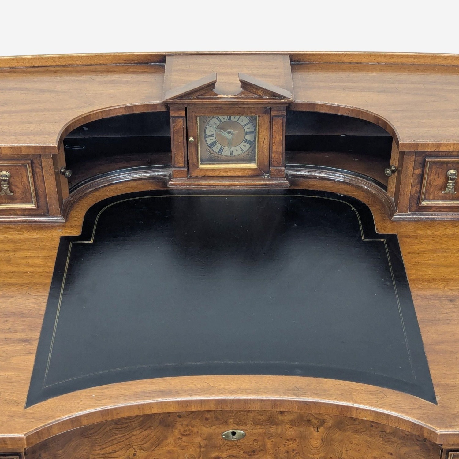 Vintage Wooden Desk with Drawers andBuilt-in Clock - image-8