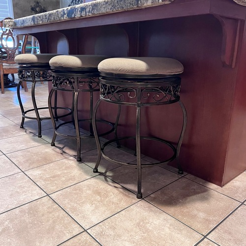 Used Hillsdale Furniture Dark Brown Fabric Stools for sale on AptDeco