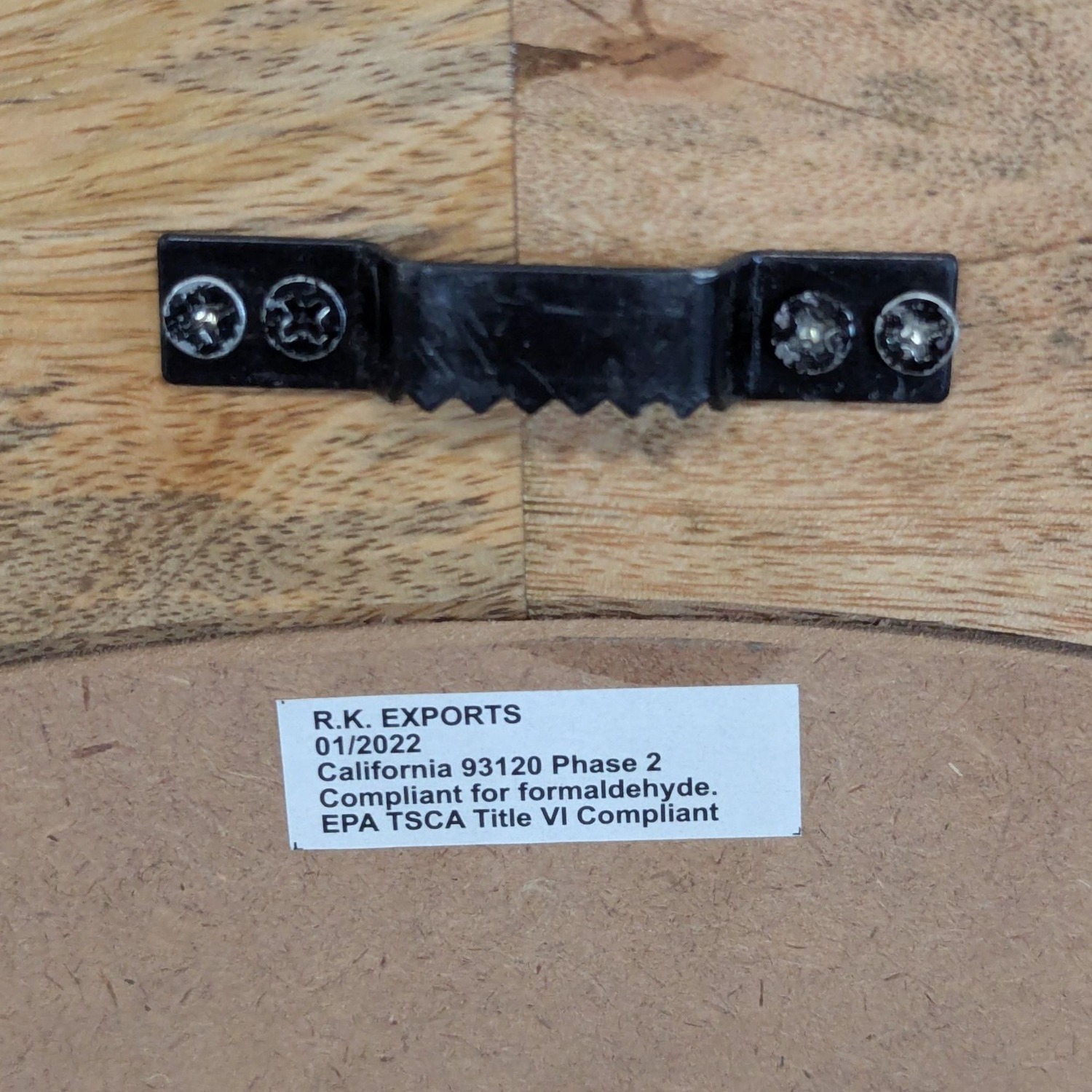 Round Wood Mirror with Herringbone Pattern Inlay	 - image-3