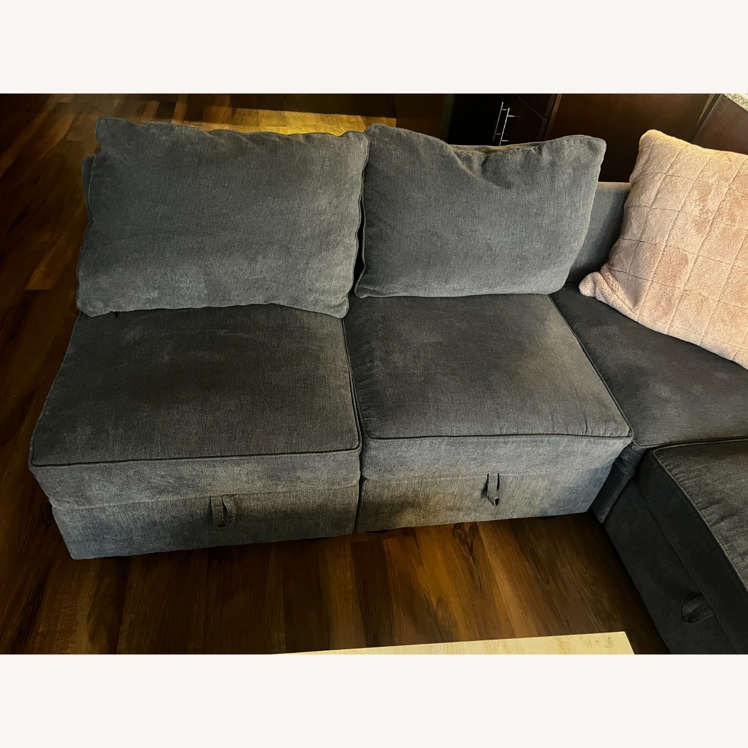 Light Gray Fabric 3+ Piece Sectional - image-1