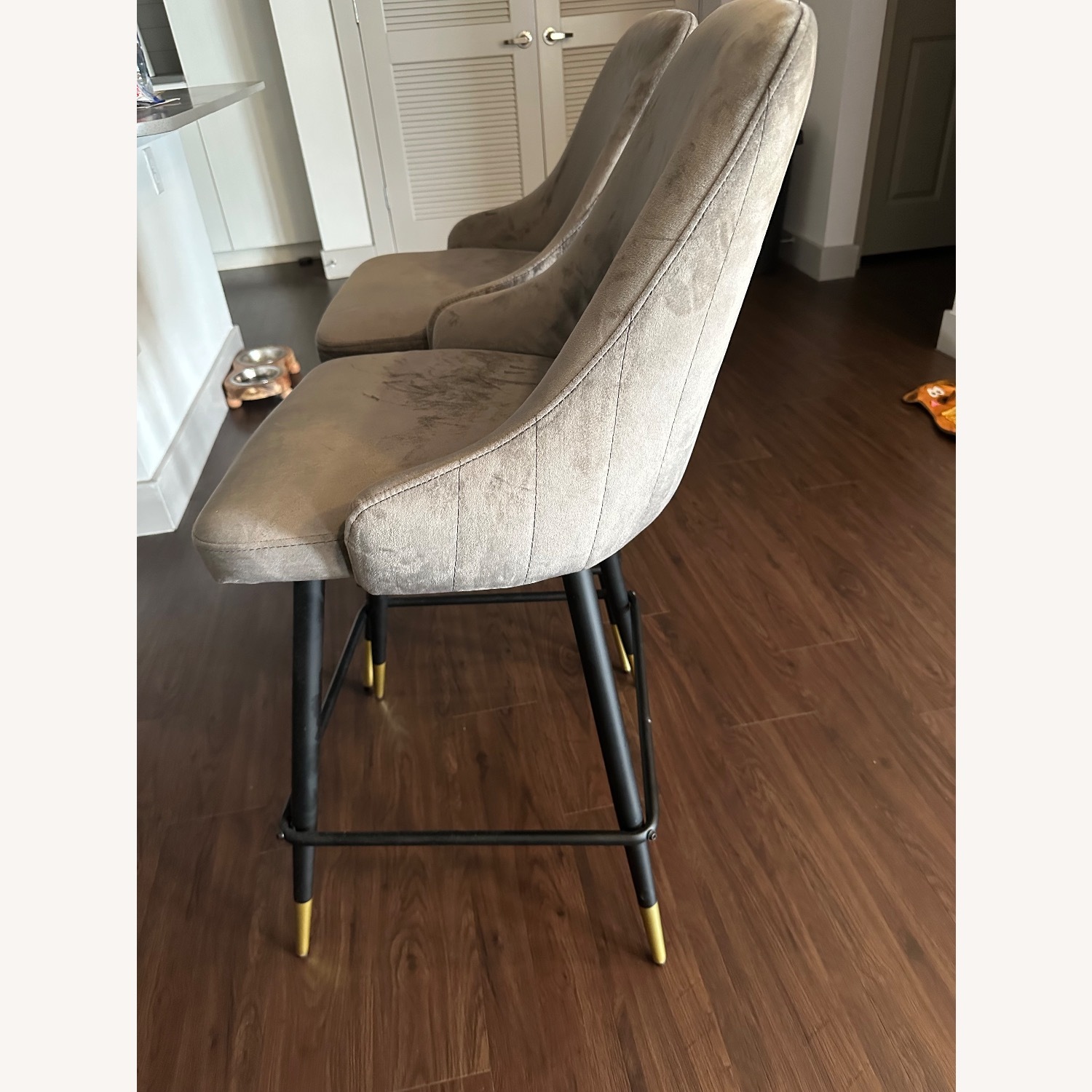 Light Gray Linen Stools - image-1