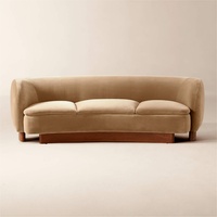 CB2 Camel Velvet Curved Sofas