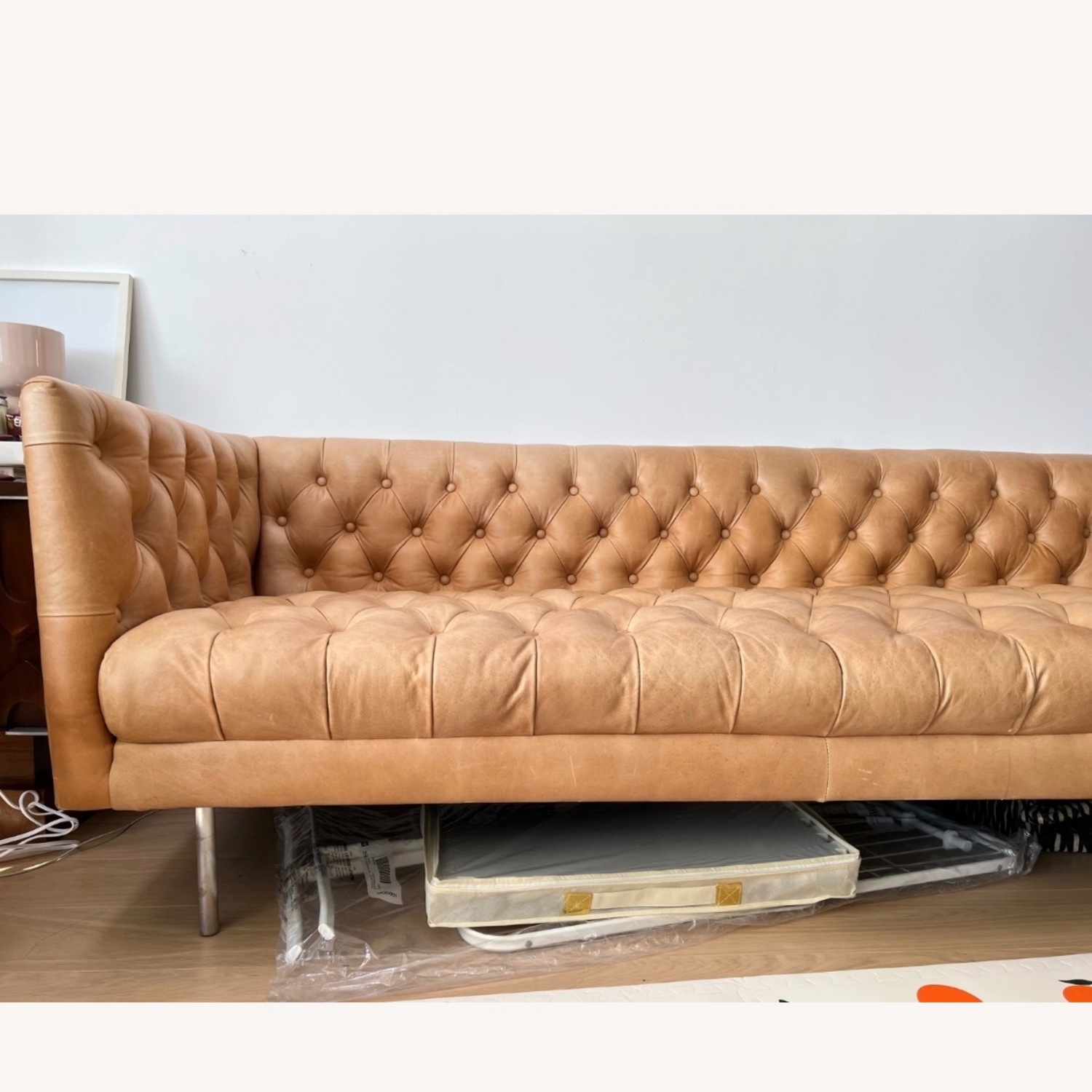 West Elm Modern Chesterfield Leather Sofa - image-2