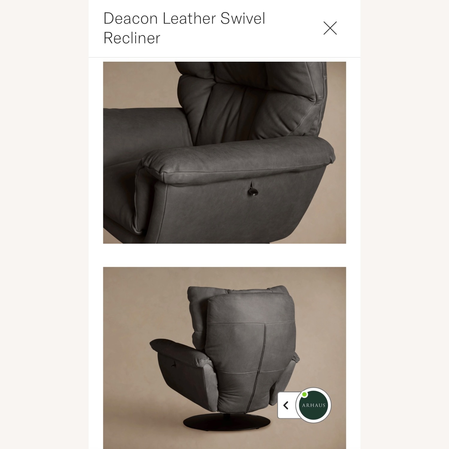 Arhaus Deacon Leather Recliner - image-3