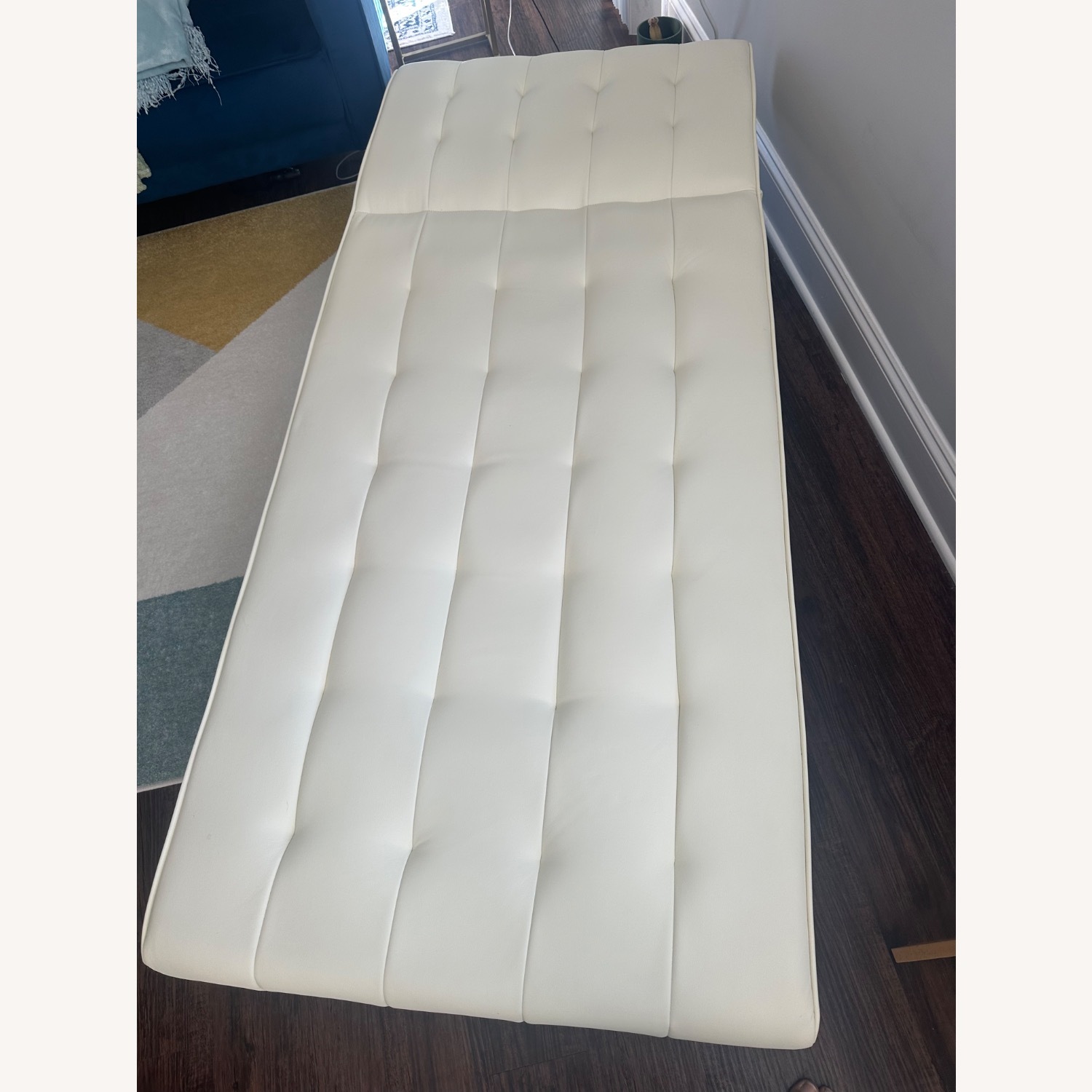 White Leather Chaise Lounge - image-3