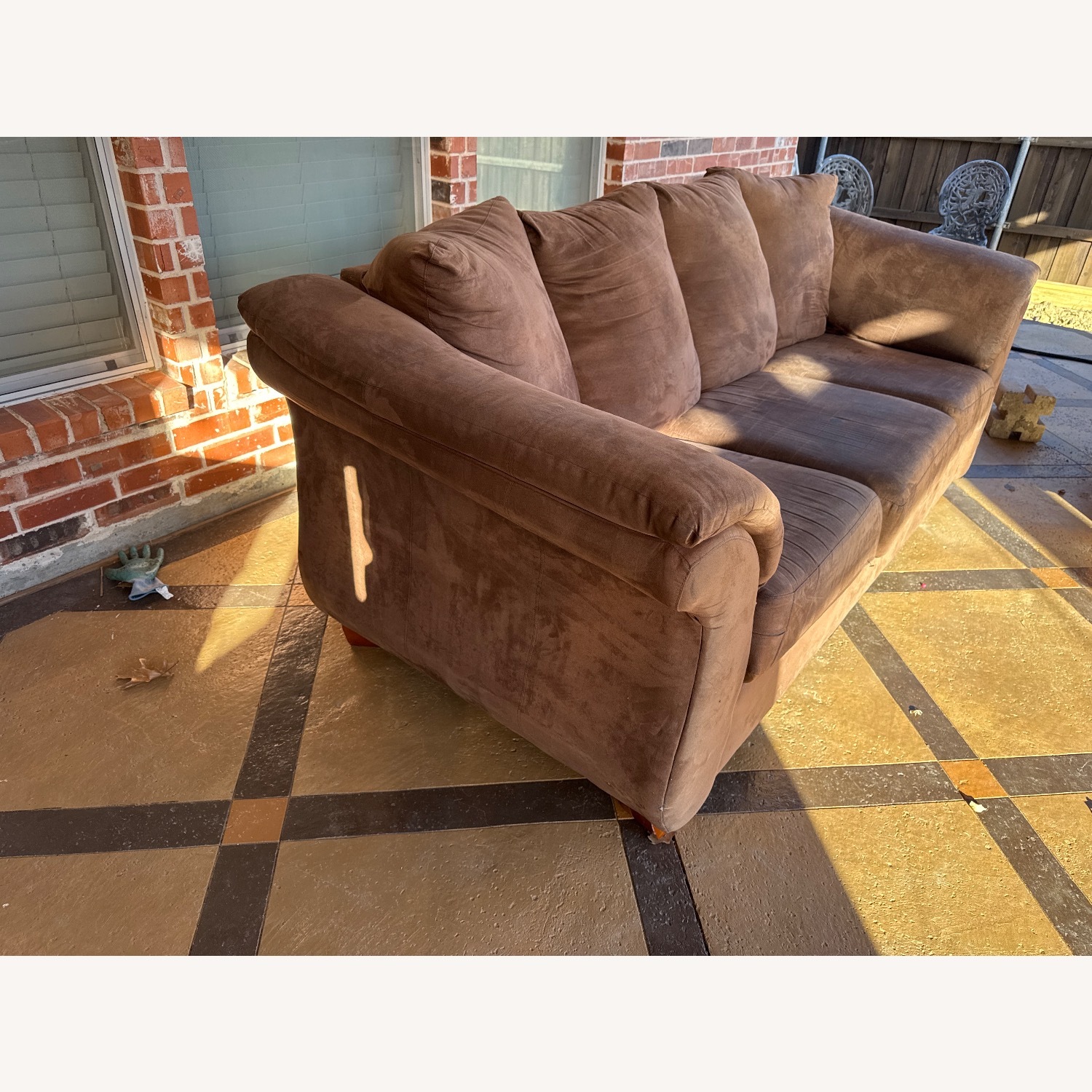 Dark Brown Fabric 3+ Seater Sofa - image-1