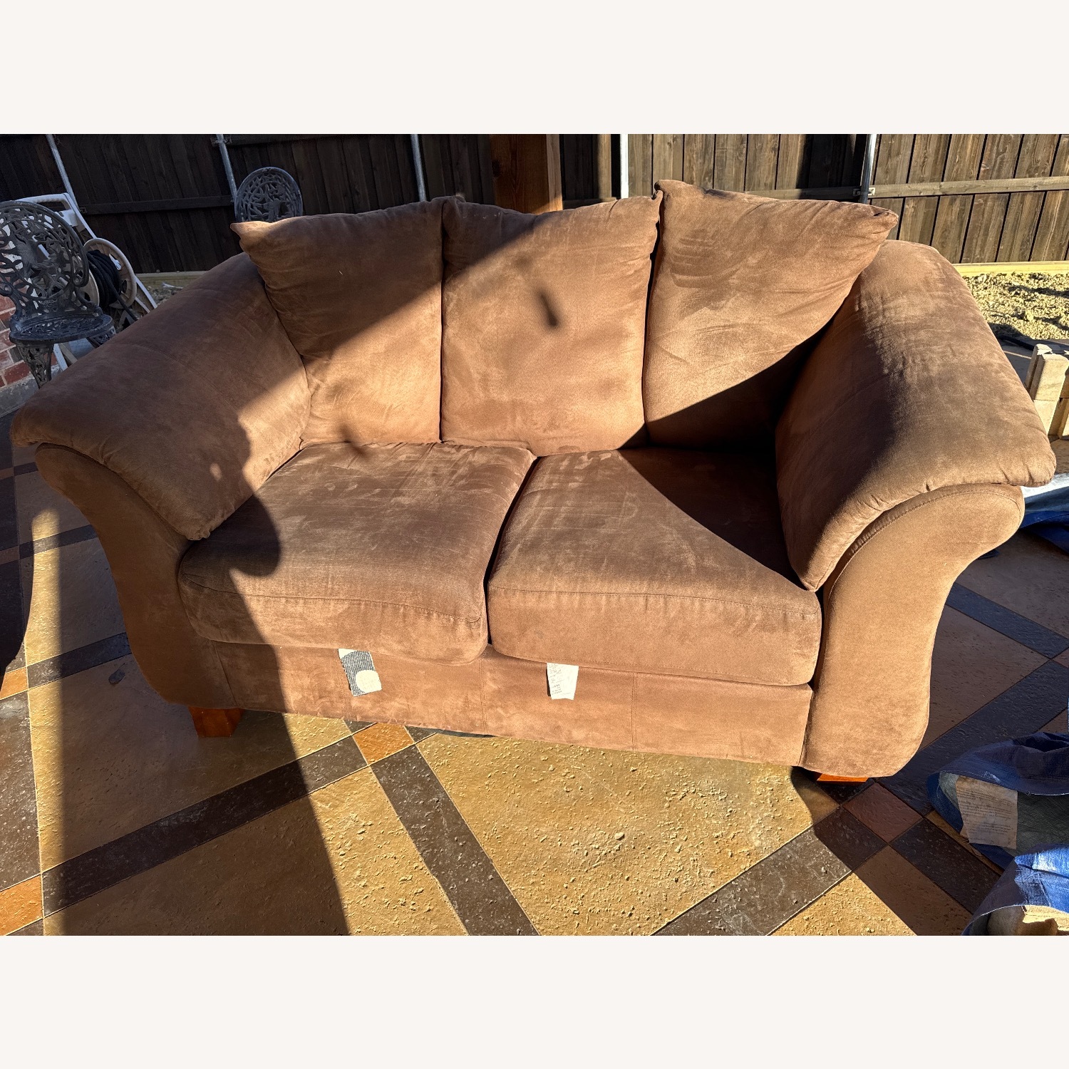 Dark Brown Fabric 3+ Seater Sofa - image-2